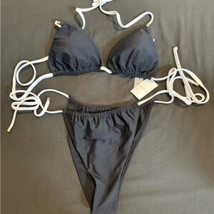 Abercrombie & Fitch Black Bikini with White Straps